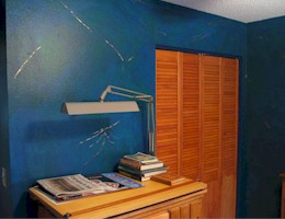 Dark blue closet wall